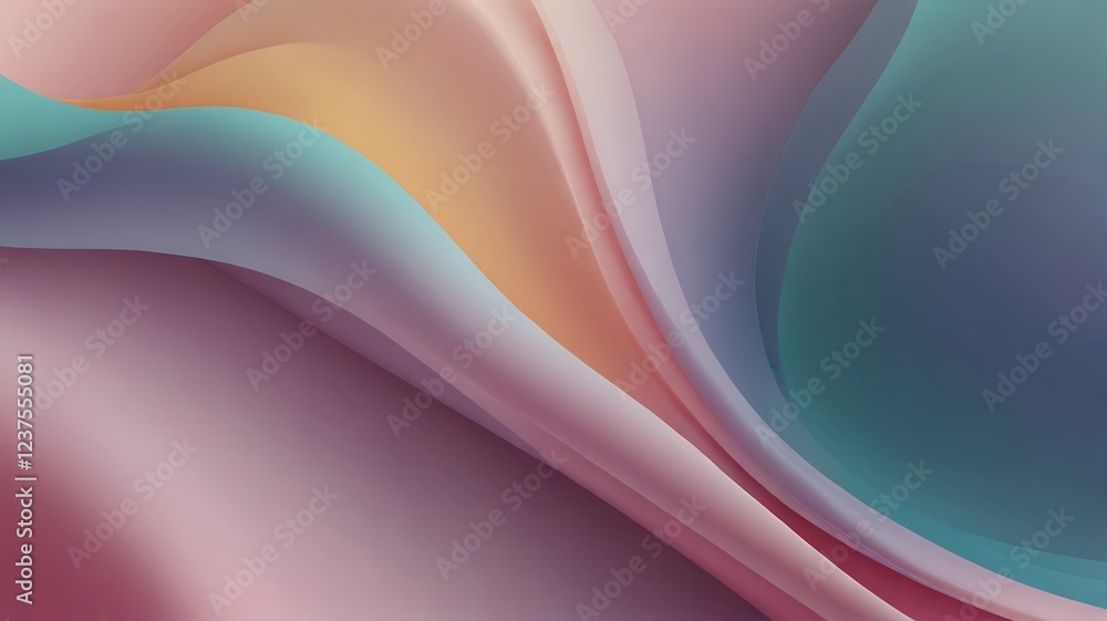 Abstract Pastel Waveforms: A Serene, Fluid Abstract Art Piece