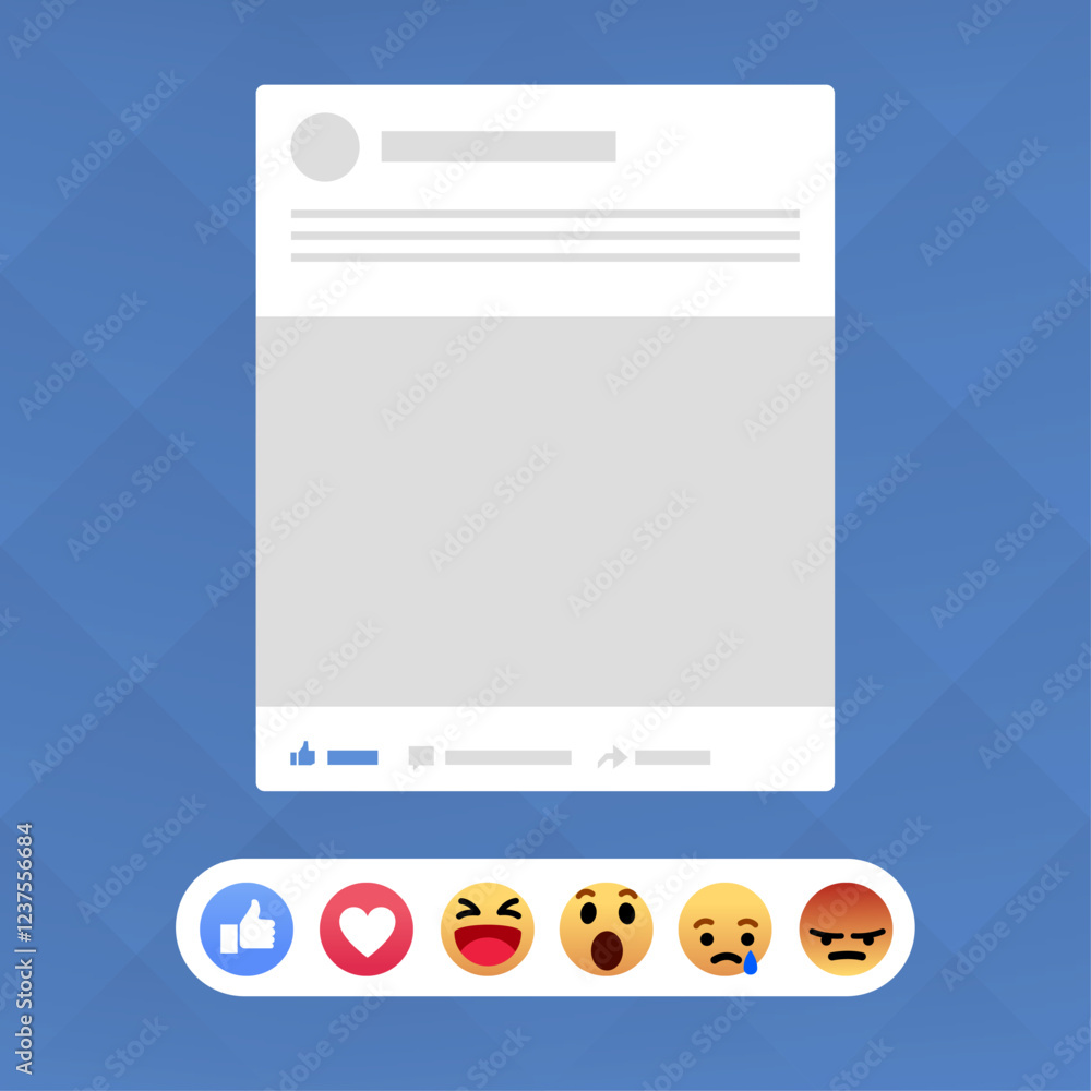Social network blank design template with emoticon reactions Social network blank design template with emoticon reactions