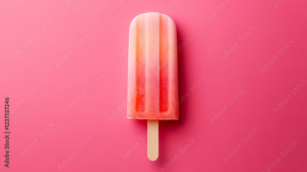 Refreshing pink popsicle on a vibrant pink background Refreshing pink popsicle on a vibrant pink background