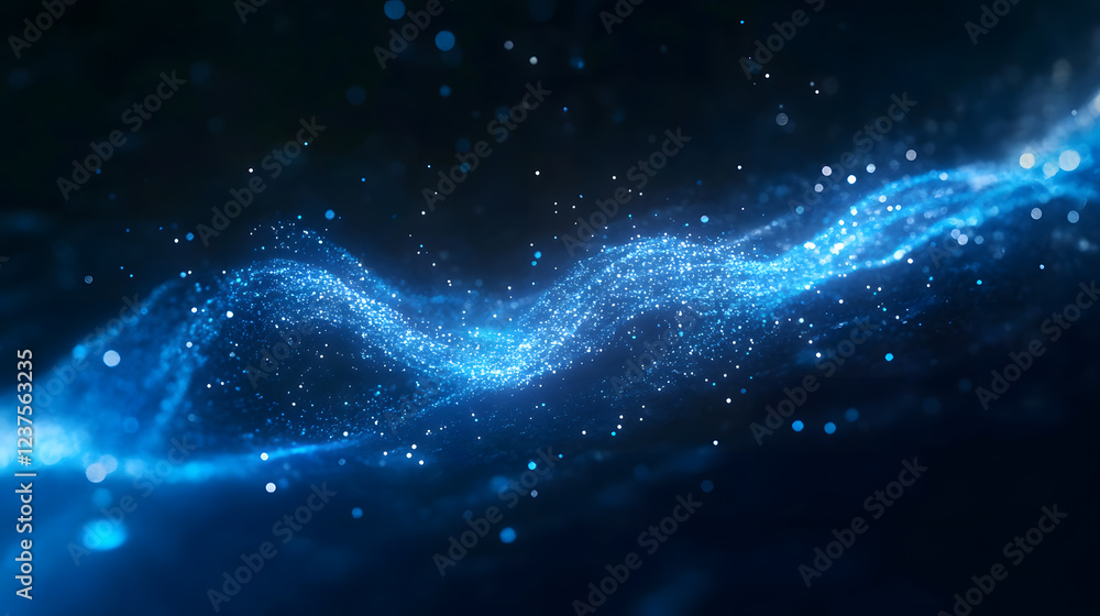 Electric blue waves of energy swirl and flow across the starry backdrop, conveying motion and cosmic power. Electric blue waves of energy swirl and flow across the starry backdrop, conveying motion and cosmic power.