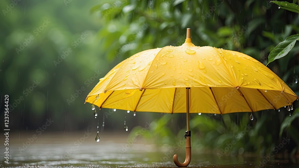 custom made wallpaper toronto digital"Vibrant Yellow Umbrella Shielding from Raindrops in a Summer Storm"