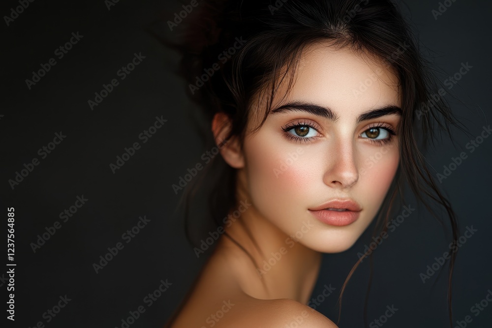 Portrait of a young brunette woman in a studio Portrait of a young brunette woman in a studio