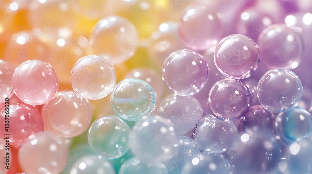 Rainbow Colored Transparent Balls with Glossy Surface and Sparkling Light Effects : Generative AI Rainbow Colored Transparent Balls with Glossy Surface and Sparkling Light Effects : Generative AI