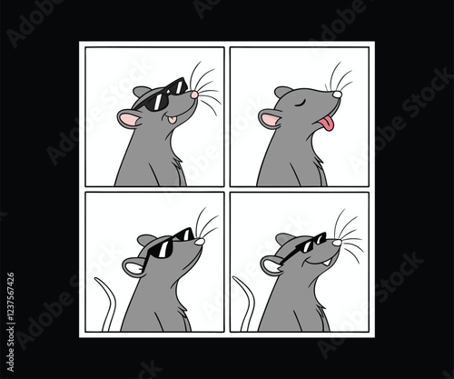 4 Rat t-shirt design for the new year, vector