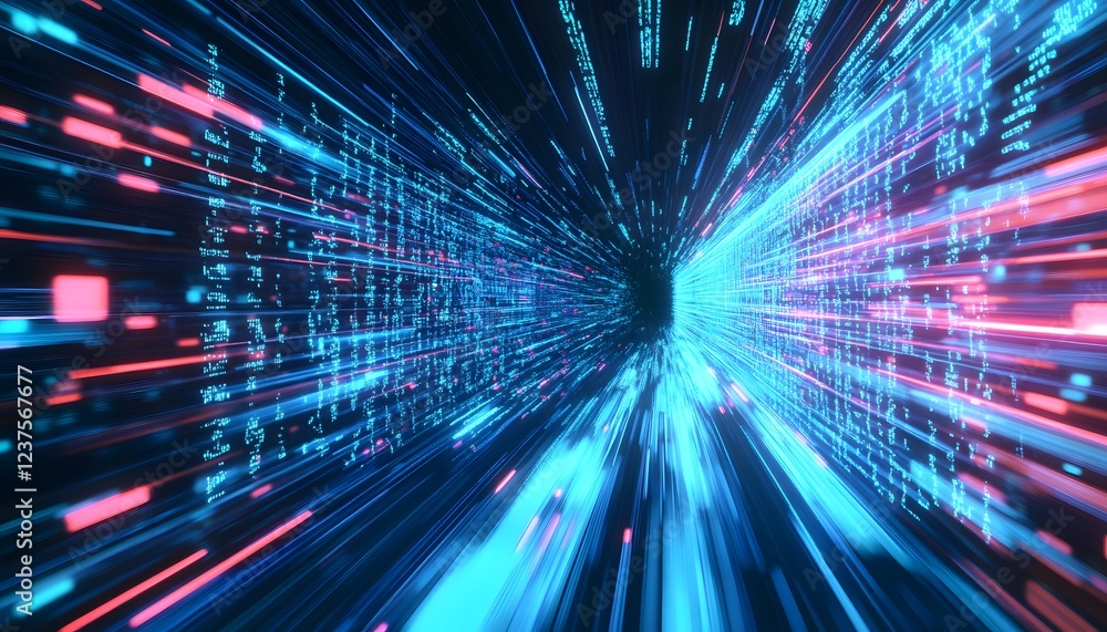 Digital Data Streams In A Cyber Tunnel Digital Data Streams In A Cyber Tunnel