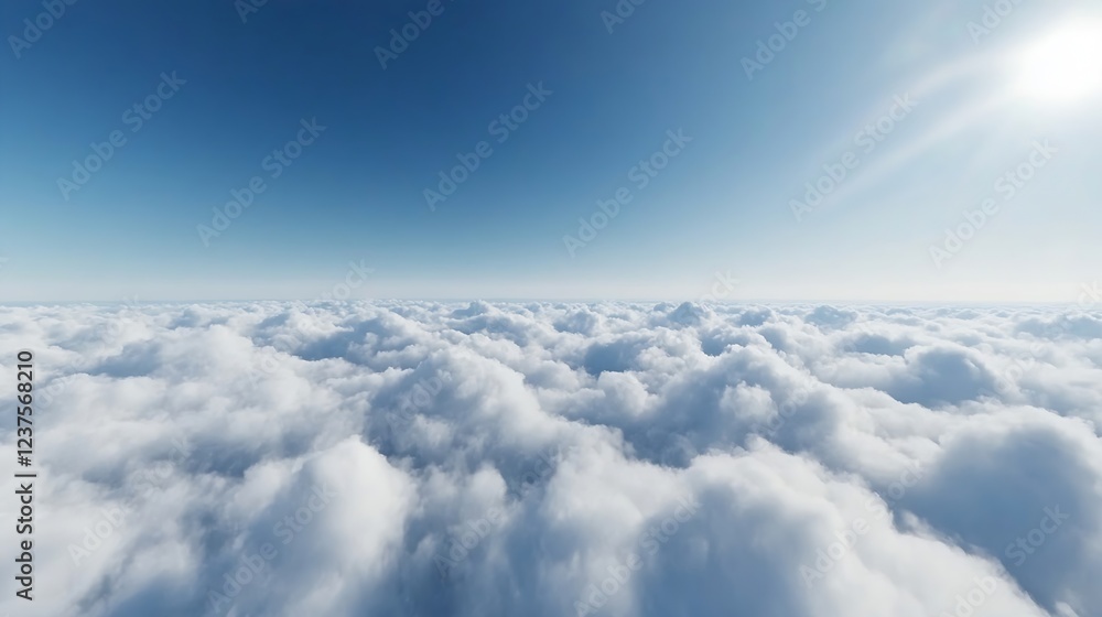 Expansive Cloud Layer Beneath Bright Sunlit Sky Creating Majestic View : Generative AI Expansive Cloud Layer Beneath Bright Sunlit Sky Creating Majestic View : Generative AI