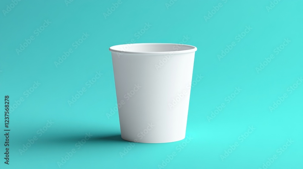 White paper cup on teal background; product mockup White paper cup on teal background; product mockup