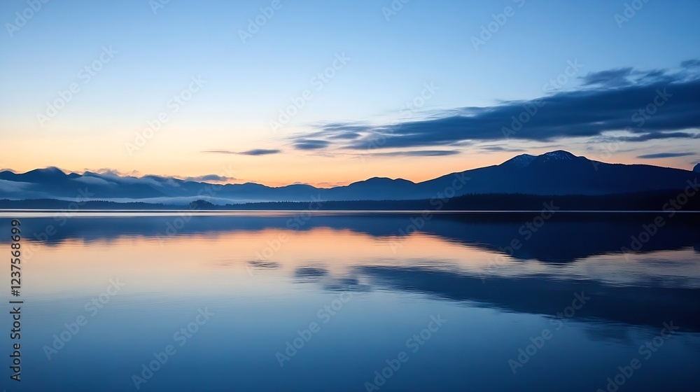 Tranquil Mountain Lake at Sunrise with Picturesque Reflections on Clear Water Surface : Generative AI Tranquil Mountain Lake at Sunrise with Picturesque Reflections on Clear Water Surface : Generative AI