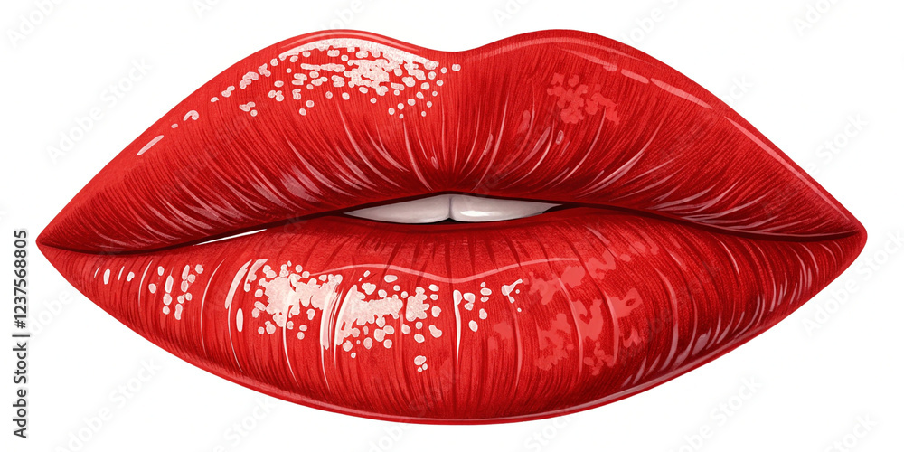 Charming Red Lips Isolated on a White Background for Glamorous Looks Charming Red Lips Isolated on a White Background for Glamorous Looks
