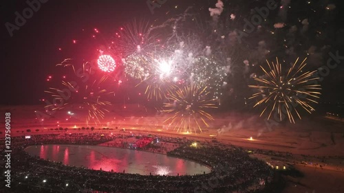 Fireworks going on due to New Year Celeberation at Bahria Town in Karachi, Pakistan during nighttime. photo