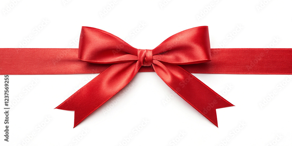 A Red Ribbon with a Bow Isolated on a White Background A Red Ribbon with a Bow Isolated on a White Background