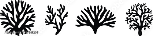 Set sea corals, vector illustration.