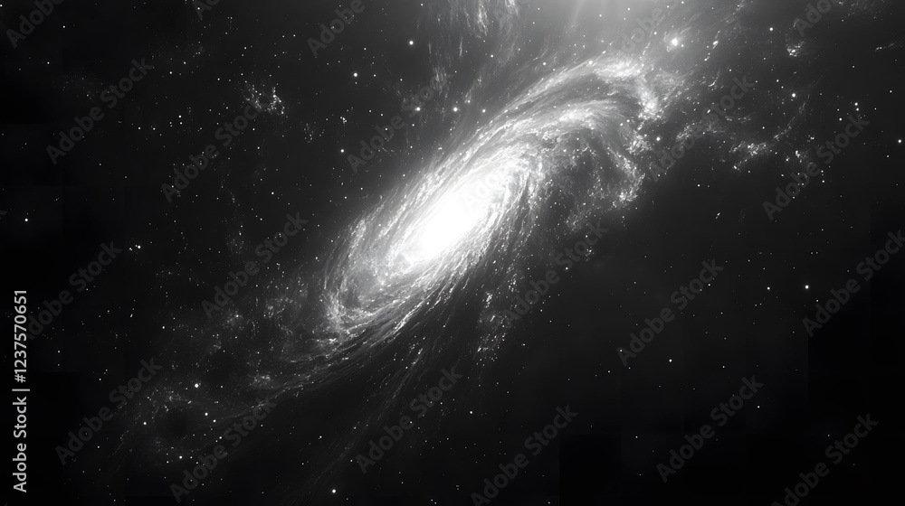 Fototapeta premium A vast black cosmic space with subtle light points and nebula-like structures, evoking deep space exploration.