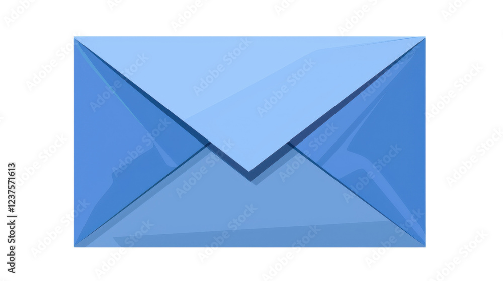 Closed blue envelope resting on transparent background Closed blue envelope resting on transparent background
