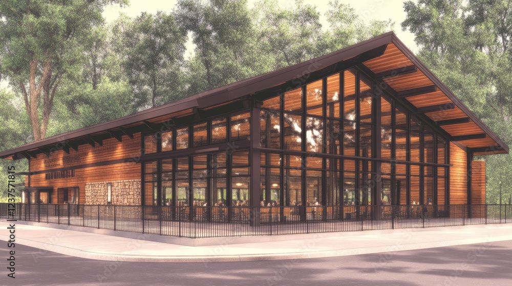 Modern Wooden Structure Glass Facade Building Design Modern Wooden Structure Glass Facade Building Design