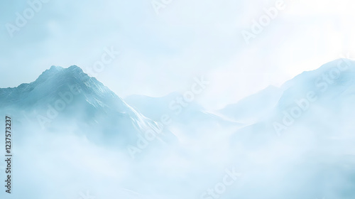 Wallpaper Mural A pristine snowy mountain peak with mist hovering in the air, evoking a sense of vastness and tranquility in nature's untouched beauty. Torontodigital.ca