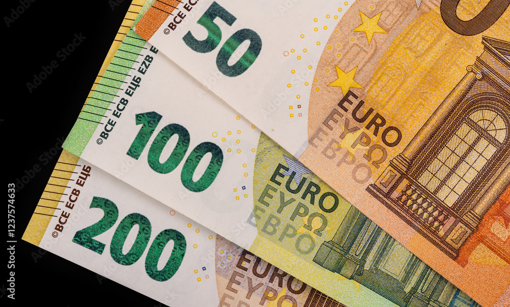 Banknotes in denominations of 50, 100 and 200 euros Banknotes in denominations of 50, 100 and 200 euros