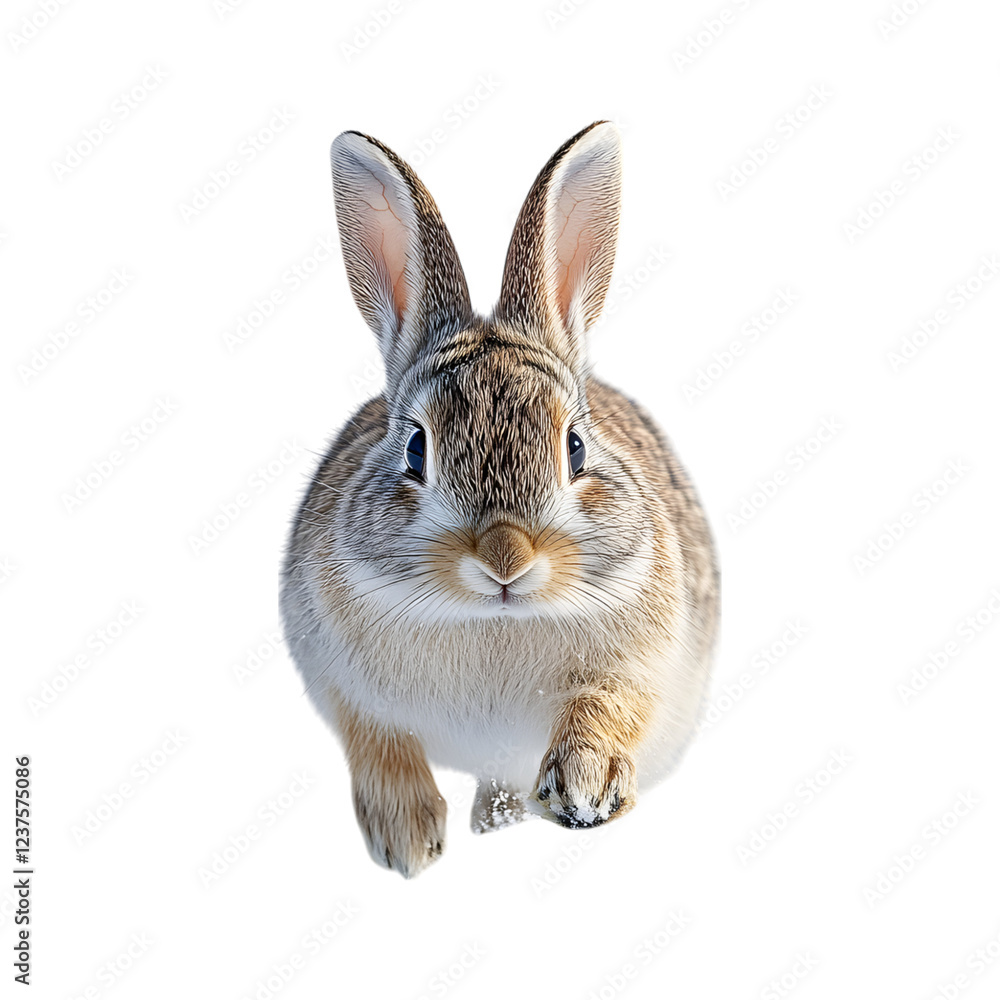 Rabbit Hopping Through Deep Snow Isolated on Transparent Background Rabbit Hopping Through Deep Snow Isolated on Transparent Background