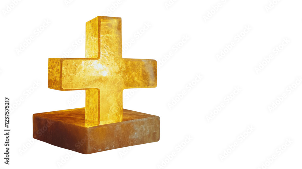 Obraz premium Glowing golden christian cross on transparent background