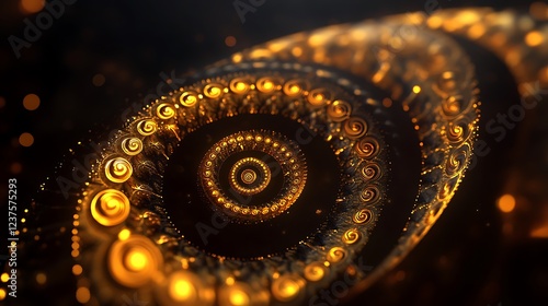 visualization of a Fibonacci sequence with golden spirals on a dark background
