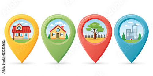 A Fun Cartoon 3D Location Pin for Creative Mapping and Navigation Applications