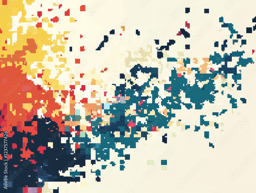 Fototapeta premium Abstract Pixelated Digital Artwork with Vibrant Colors
