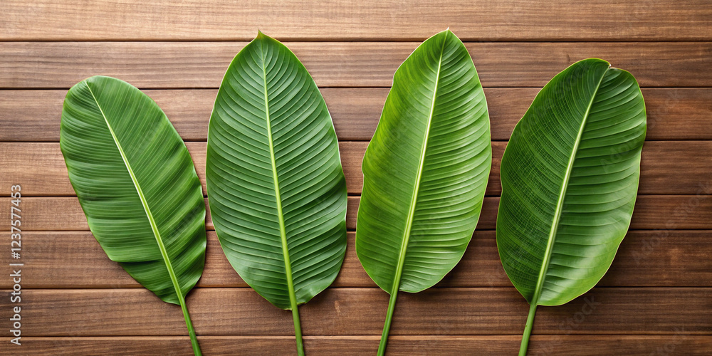 A Set of Fresh and Lush Green Banana Leaves for Tropical and Natural Decor A Set of Fresh and Lush Green Banana Leaves for Tropical and Natural Decor
