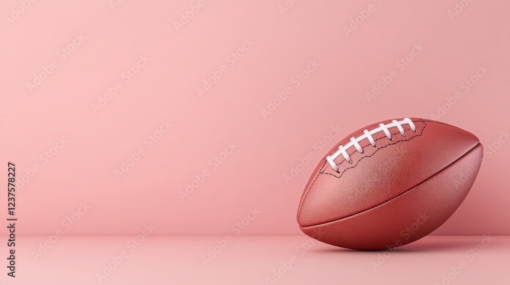 Detailed Close-Up of an American Football on a Pink Background Detailed Close-Up of an American Football on a Pink Background