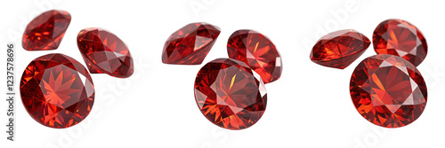 Wallpaper Mural Red Gemstones Falling, Oval and Cushion Cut, Isolated on White Background, 3D Render, Gem, Ruby, Jewel Torontodigital.ca