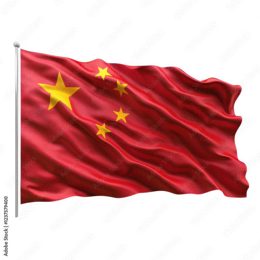 China flag waving in wind, symbolizing national pride and unity China flag waving in wind, symbolizing national pride and unity