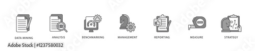 Business failure icon set flow process which consists of poor management, crisis, warning, revaluation and liquidation icon live stroke and easy to edit .