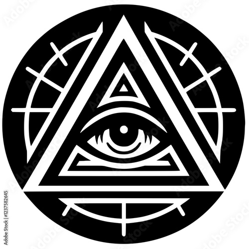 One-eyed triangle illustration silhouette