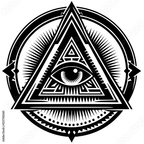 One-eyed triangle illustration silhouette
