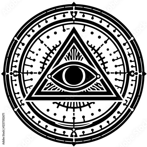 One-eyed triangle illustration silhouette