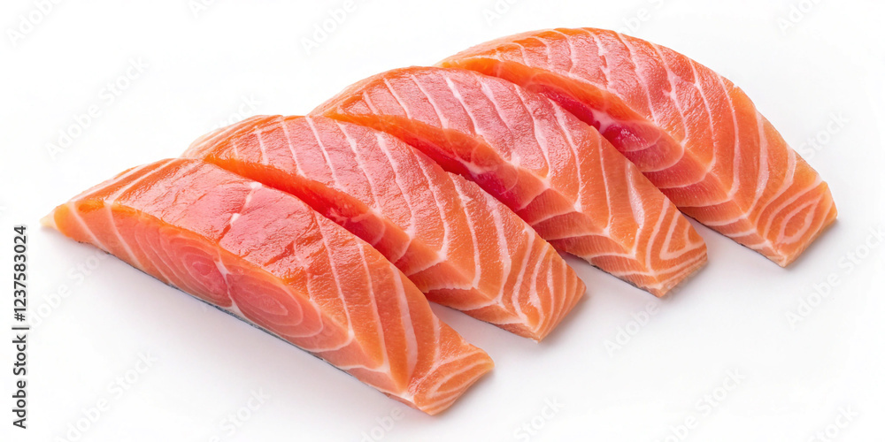 Slices of Fresh Salmon Isolated on a White Background Slices of Fresh Salmon Isolated on a White Background