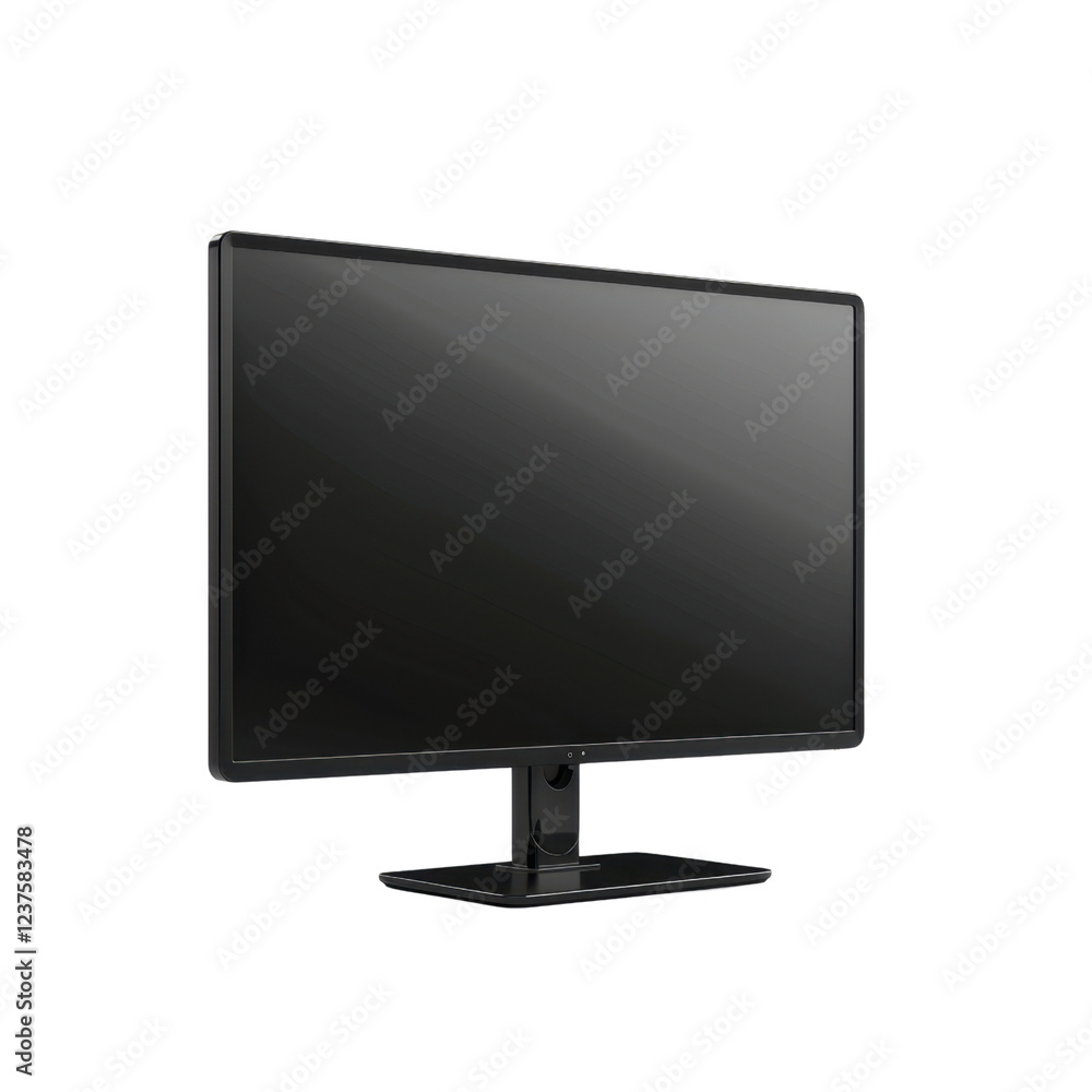 Modern black computer monitor with sleek design and stand, ideal for office or home use. Perfect for gaming, work, or entertainment Modern black computer monitor with sleek design and stand, ideal for office or home use. Perfect for gaming, work, or entertainment