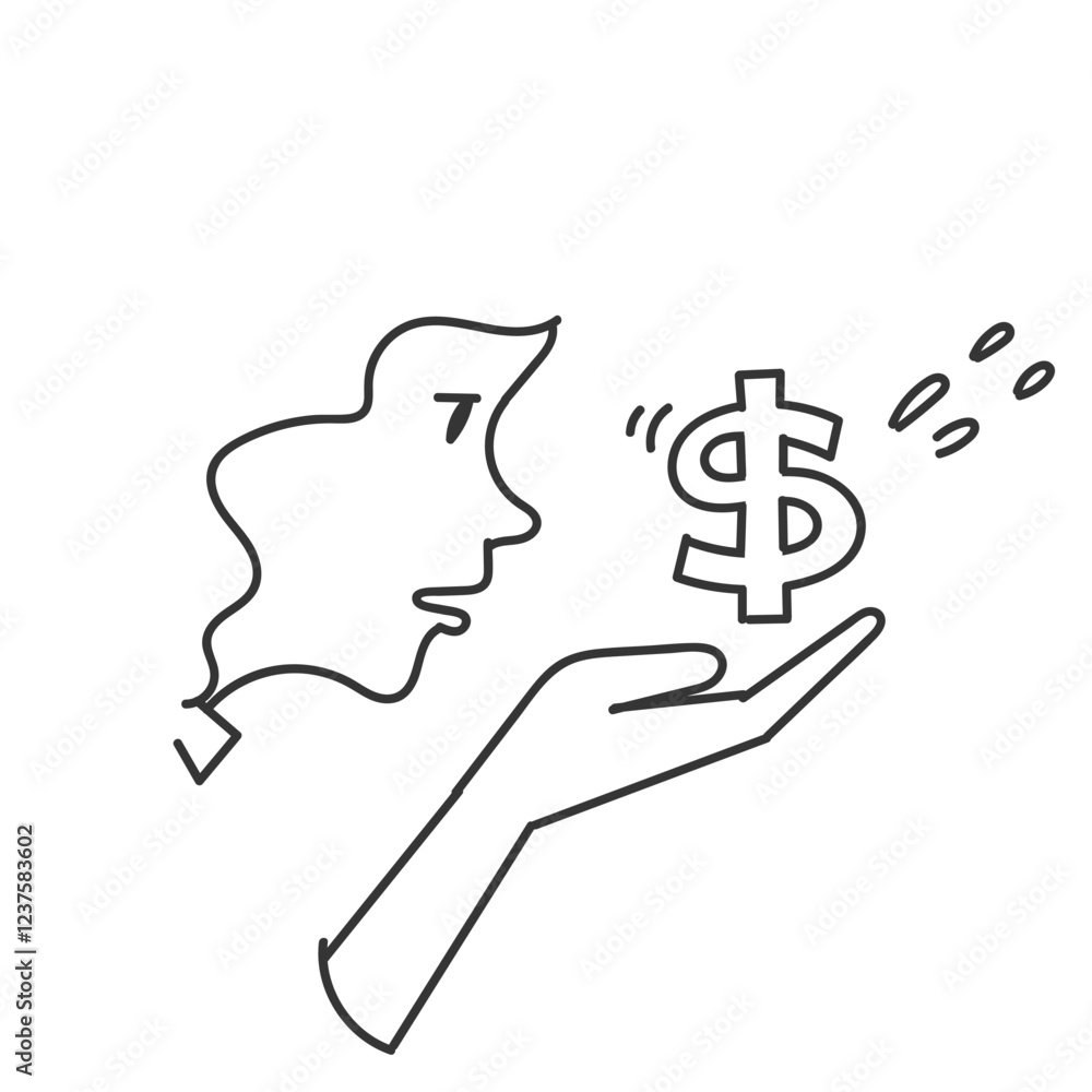 cartoon woman holding dollar sign cartoon woman holding dollar sign