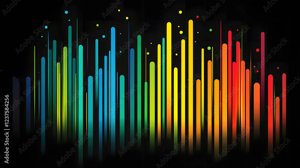 Bright, glowing digital lines in rainbow hues, lighting up the dark space, creating a visually stunning display of energy and digital artistry. Bright, glowing digital lines in rainbow hues, lighting up the dark space, creating a visually stunning display of energy and digital artistry.
