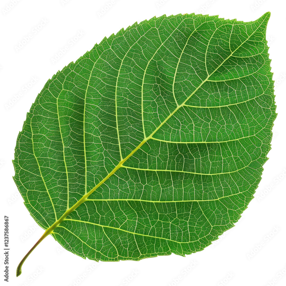 Obraz premium detailed green leaf showcasing intricate vein patterns and vibrant texture, perfect for nature themed designs or educational materials