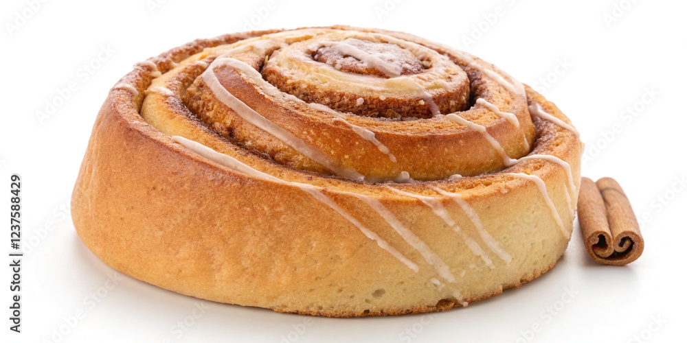 A Sweet Cinnamon Bun Roll Isolated on a White Background, Ideal for Baking A Sweet Cinnamon Bun Roll Isolated on a White Background, Ideal for Baking