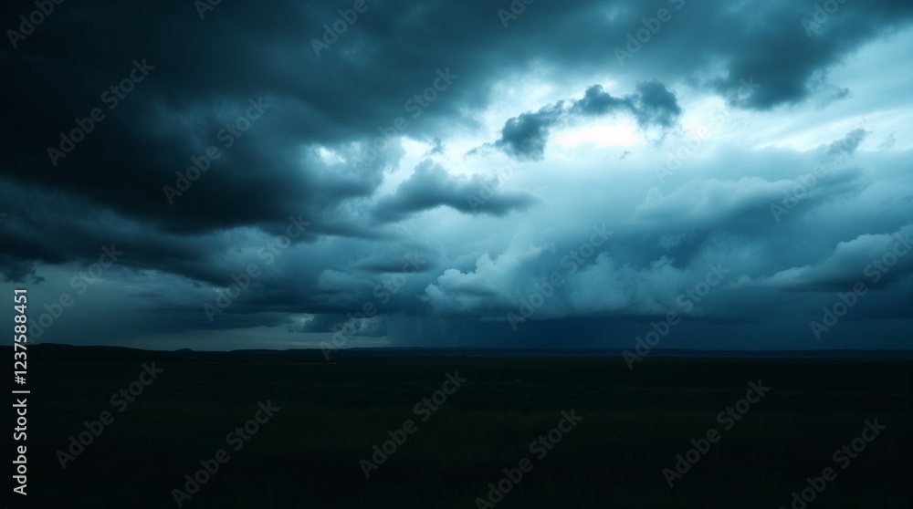 Moody style serene landscape photograph depicting intense dramatic weather; low contrast, stormy skies, high tension, emphasizing the atmosphere over detail. Moody style serene landscape photograph depicting intense dramatic weather; low contrast, stormy skies, high tension, emphasizing the atmosphere over detail.