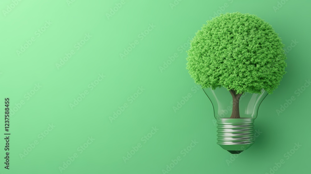 Green Light Bulb Tree Concept for Eco-Friendly Energy Solutions Green Light Bulb Tree Concept for Eco-Friendly Energy Solutions