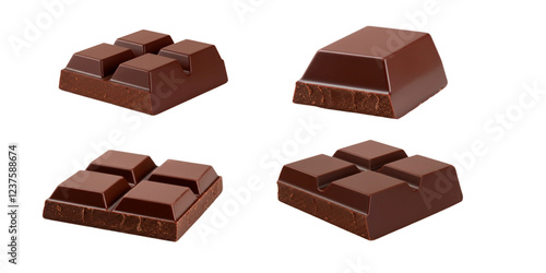 set of dark chocolate on a transparent background
