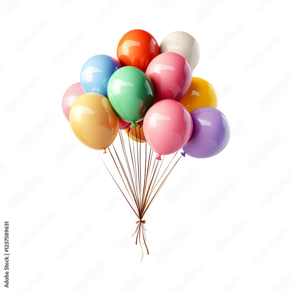 Fluffy 3D Cartoon Carnival with Colorful Balloons Isolated on Transparent Background Fluffy 3D Cartoon Carnival with Colorful Balloons Isolated on Transparent Background