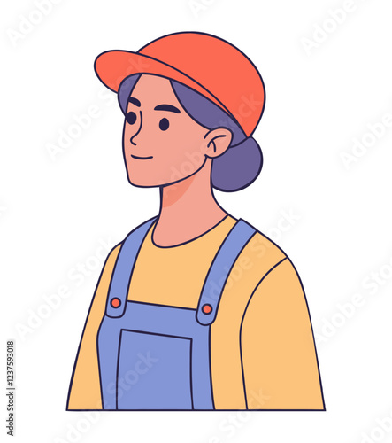 worker woman with helmet cartoon Illustration