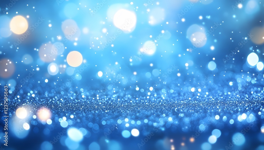 Fototapeta premium Blue Glitter Background With Sparkling Lights