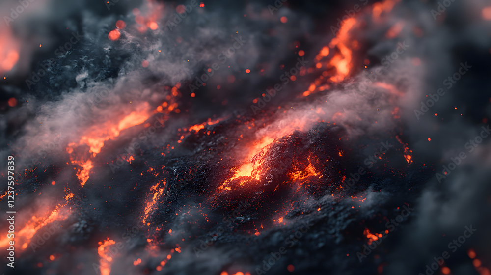Swirling, fiery patterns convey a sense of intense heat and chaotic beauty. Swirling, fiery patterns convey a sense of intense heat and chaotic beauty.