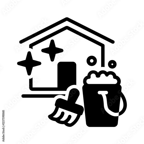 Vector solid black icon for Home cleaning