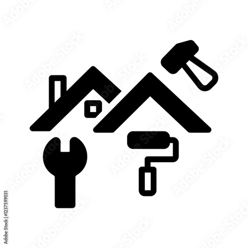 Vector solid black icon for Property remodeling