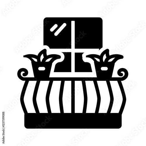 Vector solid black icon for Balcony